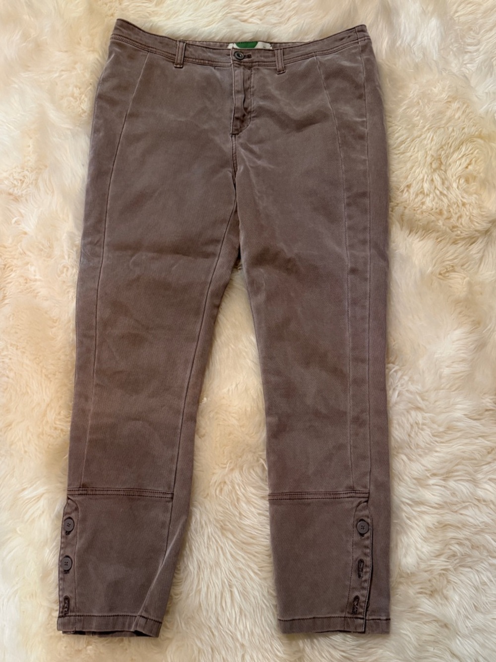 Anthropologie Tan/light brown Soft Cotton Blend Skinny 3-button Ankle Pants